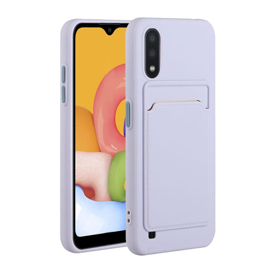 For Samsung Galaxy A01 Card Slot Design Shockproof TPU Protective Case(Purple) by buy2fix