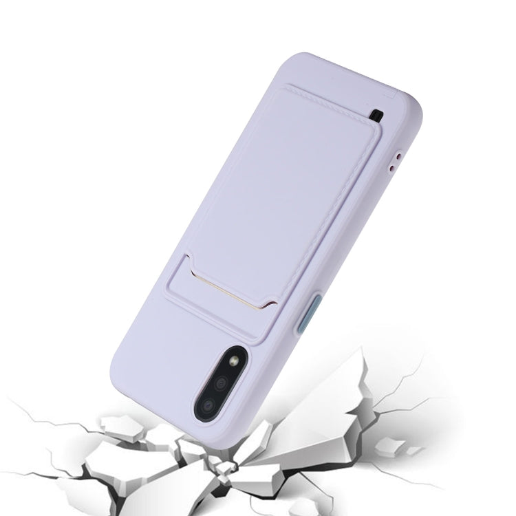 For Samsung Galaxy A01 Card Slot Design Shockproof TPU Protective Case(Purple) by buy2fix