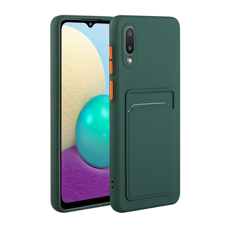 For Samsung Galaxy A02 Card Slot Design Shockproof TPU Protective Case(Dark Green) by buy2fix