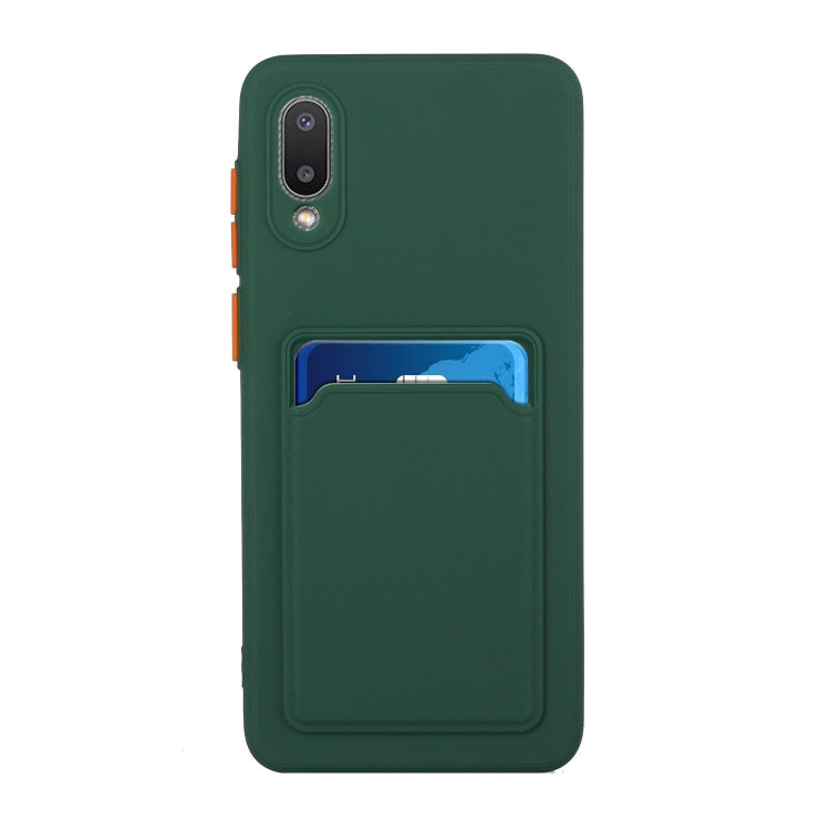 For Samsung Galaxy A02 Card Slot Design Shockproof TPU Protective Case(Dark Green) by buy2fix