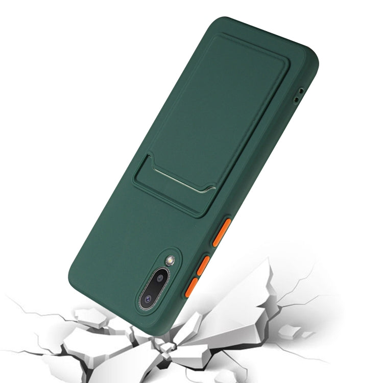 For Samsung Galaxy A02 Card Slot Design Shockproof TPU Protective Case(Dark Green) by buy2fix