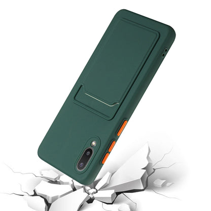 For Samsung Galaxy A02 Card Slot Design Shockproof TPU Protective Case(Dark Green) by buy2fix