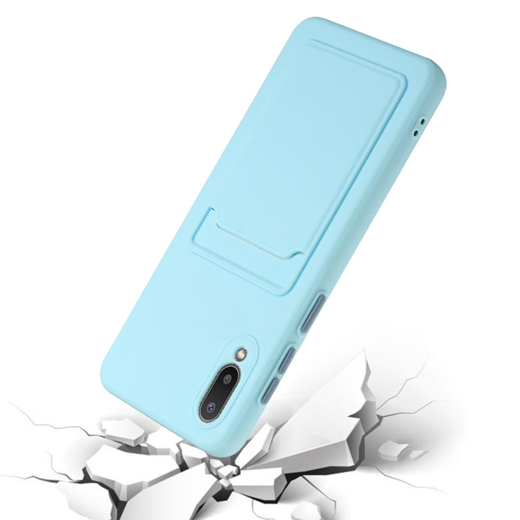 For Samsung Galaxy A02 Card Slot Design Shockproof TPU Protective Case(Sky Blue) by buy2fix