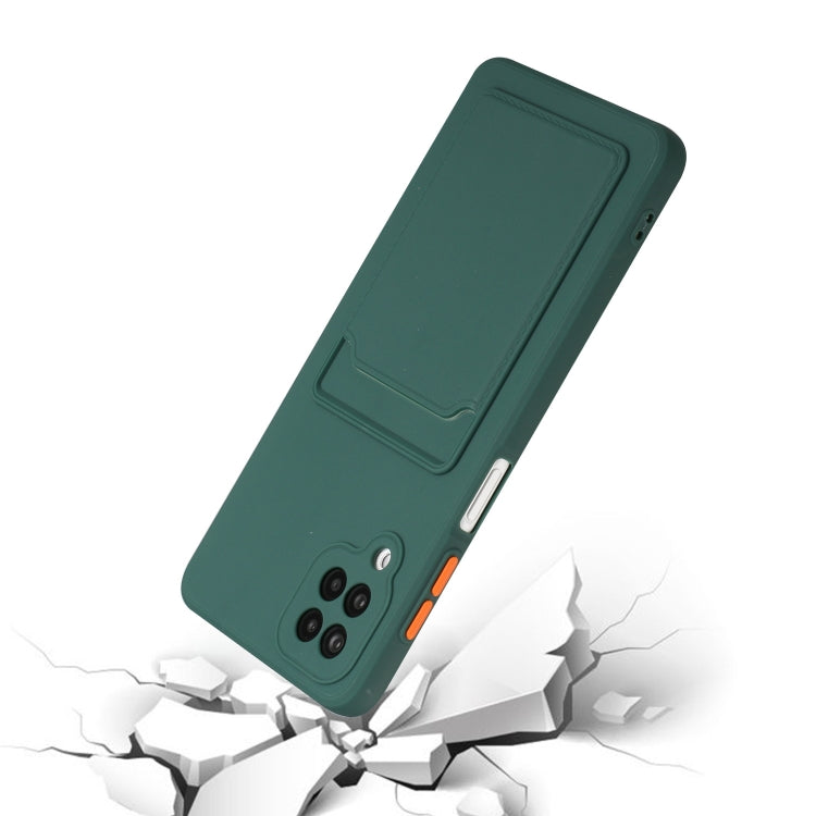 For Samsung Galaxy A12 5G Card Slot Design Shockproof TPU Protective Case(Dark Green) by buy2fix