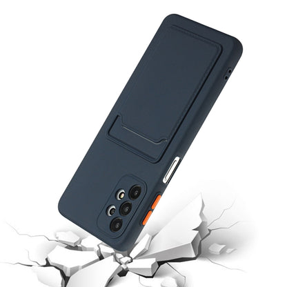 For Samsung Galaxy A52 5G / 4G Card Slot Design Shockproof TPU Protective Case(Dark Blue) by buy2fix