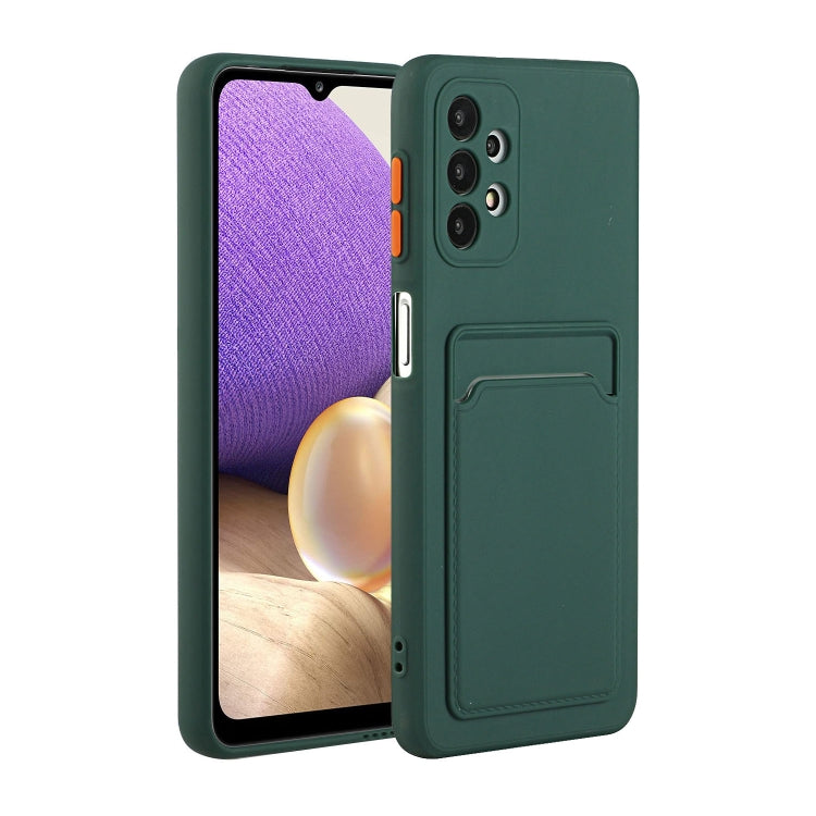 For Samsung Galaxy A52 5G / 4G Card Slot Design Shockproof TPU Protective Case(Dark Green) by buy2fix