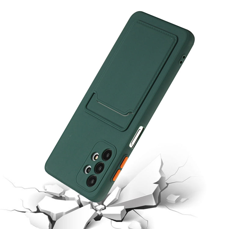 For Samsung Galaxy A52 5G / 4G Card Slot Design Shockproof TPU Protective Case(Dark Green) by buy2fix