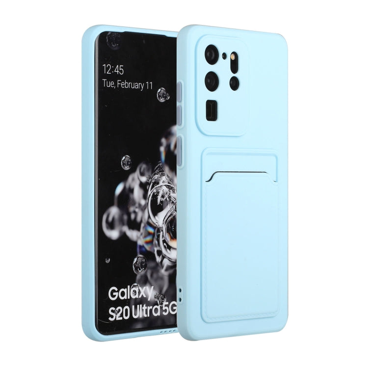 For Samsung Galaxy S20 Ultra Card Slot Design Shockproof TPU Protective Case(Sky Blue) by buy2fix