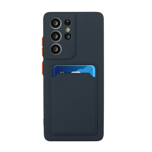 For Samsung Galaxy S21 Ultra 5G Card Slot Design Shockproof TPU Protective Case(Dark Blue) - Galaxy S21 Ultra 5G Cases by buy2fix | Online Shopping UK | buy2fix