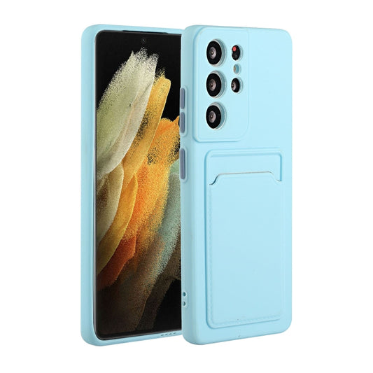For Samsung Galaxy S21 Ultra 5G Card Slot Design Shockproof TPU Protective Case(Sky Blue) - Galaxy S21 Ultra 5G Cases by buy2fix | Online Shopping UK | buy2fix