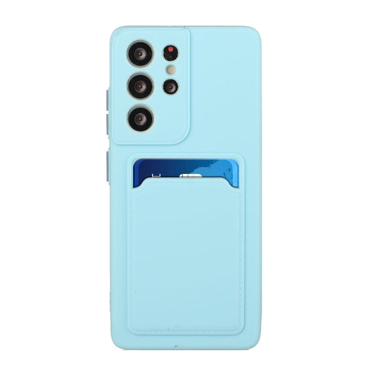 For Samsung Galaxy S21 Ultra 5G Card Slot Design Shockproof TPU Protective Case(Sky Blue) - Galaxy S21 Ultra 5G Cases by buy2fix | Online Shopping UK | buy2fix