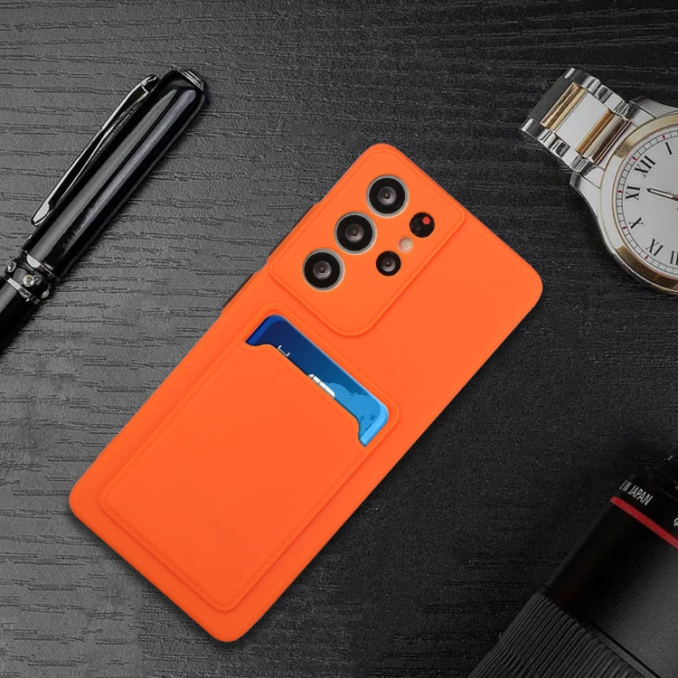 For Samsung Galaxy S21 Ultra 5G Card Slot Design Shockproof TPU Protective Case(Orange) - Galaxy S21 Ultra 5G Cases by buy2fix | Online Shopping UK | buy2fix