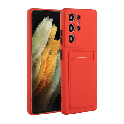 For Samsung Galaxy S21 Ultra 5G Card Slot Design Shockproof TPU Protective Case(Red) - Galaxy S21 Ultra 5G Cases by buy2fix | Online Shopping UK | buy2fix