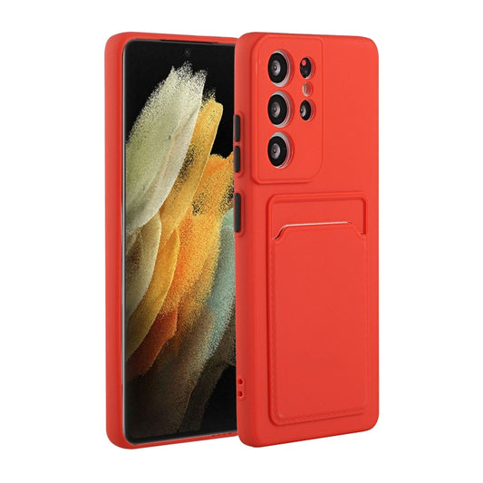 For Samsung Galaxy S21 Ultra 5G Card Slot Design Shockproof TPU Protective Case(Red) - Galaxy S21 Ultra 5G Cases by buy2fix | Online Shopping UK | buy2fix