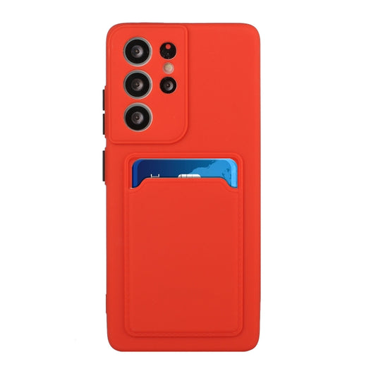 For Samsung Galaxy S21 Ultra 5G Card Slot Design Shockproof TPU Protective Case(Red) - Galaxy S21 Ultra 5G Cases by buy2fix | Online Shopping UK | buy2fix