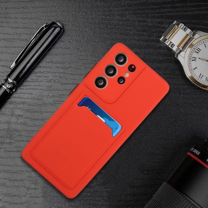 For Samsung Galaxy S21 Ultra 5G Card Slot Design Shockproof TPU Protective Case(Red) - Galaxy S21 Ultra 5G Cases by buy2fix | Online Shopping UK | buy2fix