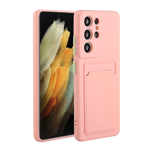 For Samsung Galaxy S21 Ultra 5G Card Slot Design Shockproof TPU Protective Case(Pink) - Galaxy S21 Ultra 5G Cases by buy2fix | Online Shopping UK | buy2fix