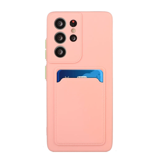 For Samsung Galaxy S21 Ultra 5G Card Slot Design Shockproof TPU Protective Case(Pink) - Galaxy S21 Ultra 5G Cases by buy2fix | Online Shopping UK | buy2fix