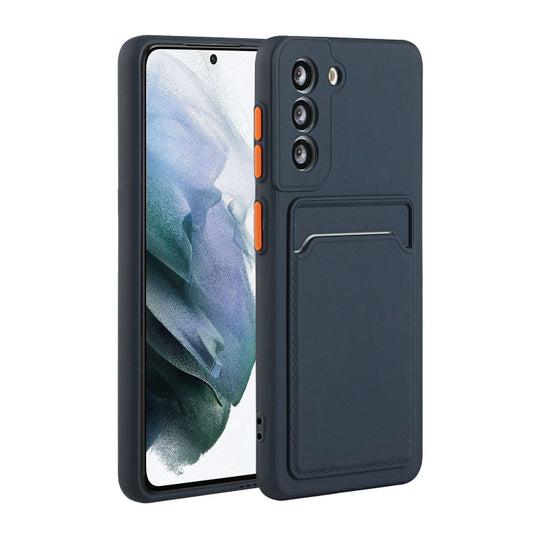 For Samsung Galaxy S21+ 5G Card Slot Design Shockproof TPU Protective Case(Dark Blue)