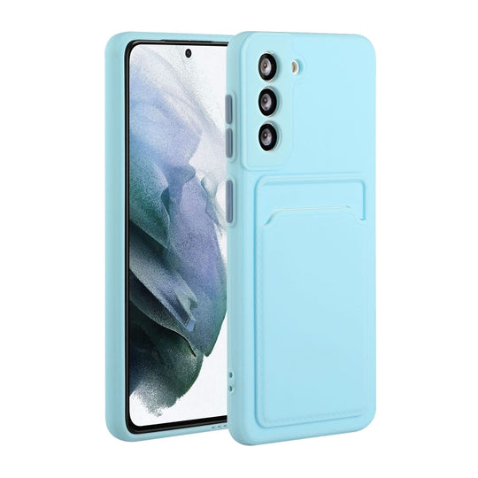 For Samsung Galaxy S21+ 5G Card Slot Design Shockproof TPU Protective Case(Sky Blue)