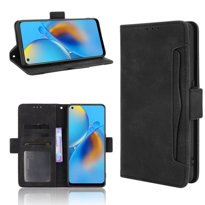 For OPPO A74 4G / F19 4G Skin Feel Calf Pattern Horizontal Flip Leather Case with Holder & Card Slots & Photo Frame(Black) by buy2fix