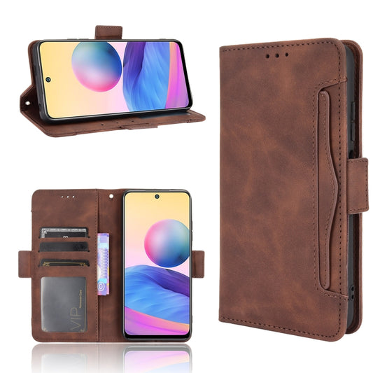 For Xiaomi Redmi Note 10 5G Skin Feel Calf Pattern Horizontal Flip Leather Case with Holder & Card Slots & Photo Frame(Brown) - Xiaomi Cases by buy2fix | Online Shopping UK | buy2fix