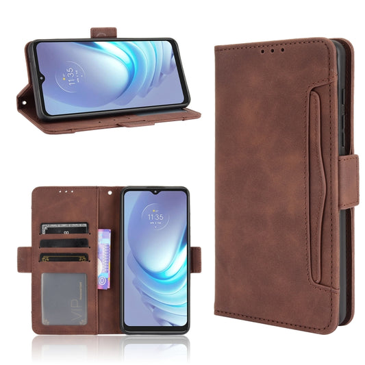 For Motorola Moto G50 Skin Feel Calf Pattern Horizontal Flip Leather Case with Holder & Card Slots & Photo Frame(Brown) - Motorola Cases by buy2fix | Online Shopping UK | buy2fix