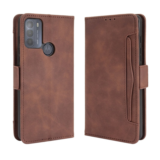 For Motorola Moto G50 Skin Feel Calf Pattern Horizontal Flip Leather Case with Holder & Card Slots & Photo Frame(Brown) - Motorola Cases by buy2fix | Online Shopping UK | buy2fix