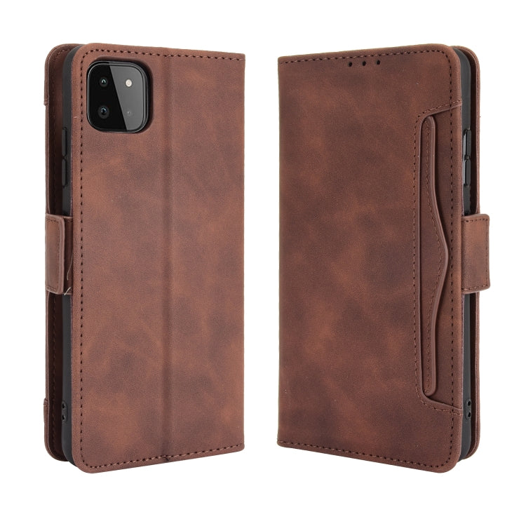For Samsung Galaxy A22 5G Skin Feel Calf Pattern Horizontal Flip Leather Case with Holder & Card Slots & Photo Frame(Brown) by buy2fix