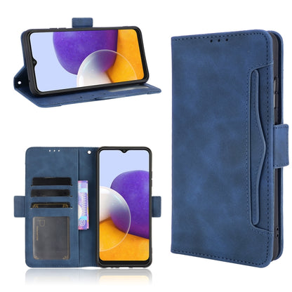 For Samsung Galaxy A22 5G Skin Feel Calf Pattern Horizontal Flip Leather Case with Holder & Card Slots & Photo Frame(Blue) by buy2fix