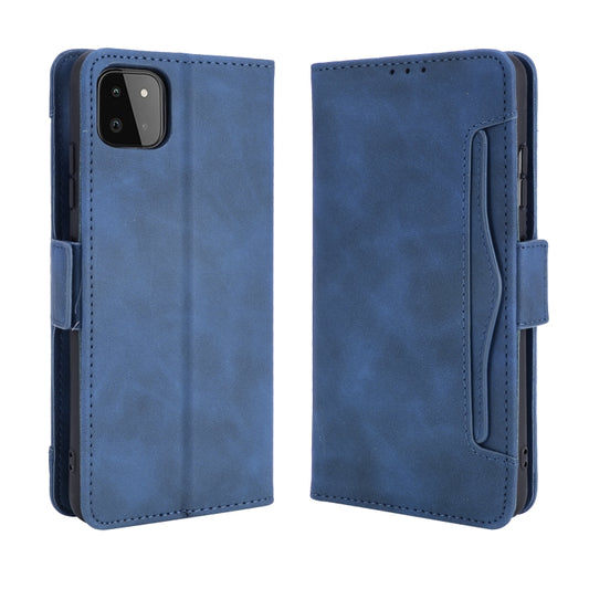 For Samsung Galaxy A22 5G Skin Feel Calf Pattern Horizontal Flip Leather Case with Holder & Card Slots & Photo Frame(Blue) by buy2fix
