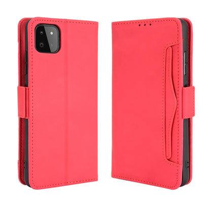 For Samsung Galaxy A22 5G Skin Feel Calf Pattern Horizontal Flip Leather Case with Holder & Card Slots & Photo Frame(Red) by buy2fix