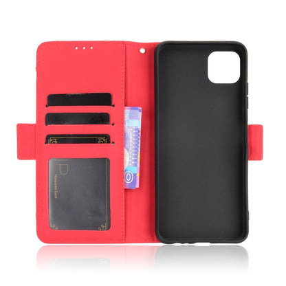 For Samsung Galaxy A22 5G Skin Feel Calf Pattern Horizontal Flip Leather Case with Holder & Card Slots & Photo Frame(Red) by buy2fix
