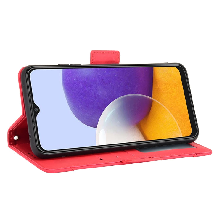 For Samsung Galaxy A22 5G Skin Feel Calf Pattern Horizontal Flip Leather Case with Holder & Card Slots & Photo Frame(Red) by buy2fix