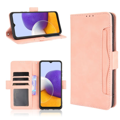 For Samsung Galaxy A22 5G Skin Feel Calf Pattern Horizontal Flip Leather Case with Holder & Card Slots & Photo Frame(Pink) by buy2fix