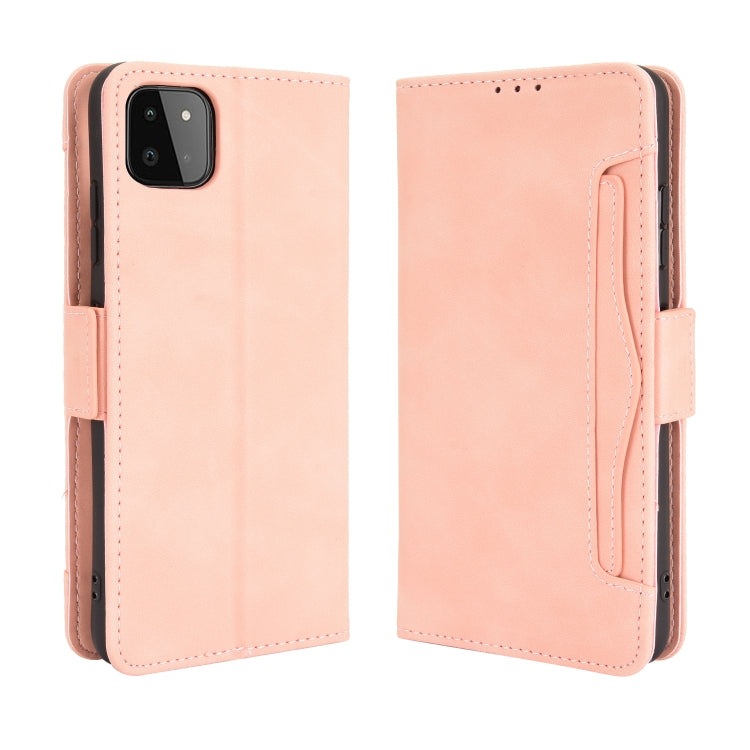 For Samsung Galaxy A22 5G Skin Feel Calf Pattern Horizontal Flip Leather Case with Holder & Card Slots & Photo Frame(Pink) by buy2fix
