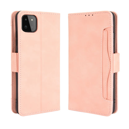 For Samsung Galaxy A22 5G Skin Feel Calf Pattern Horizontal Flip Leather Case with Holder & Card Slots & Photo Frame(Pink) by buy2fix