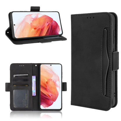 For Samsung Galaxy S21 FE Skin Feel Calf Pattern Horizontal Flip Leather Case with Holder & Card Slots & Photo Frame(Black) by buy2fix