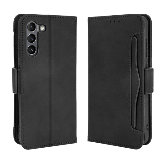 For Samsung Galaxy S21 FE Skin Feel Calf Pattern Horizontal Flip Leather Case with Holder & Card Slots & Photo Frame(Black) by buy2fix