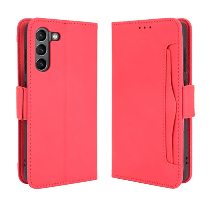 For Samsung Galaxy S21 FE Skin Feel Calf Pattern Horizontal Flip Leather Case with Holder & Card Slots & Photo Frame(Red) by buy2fix