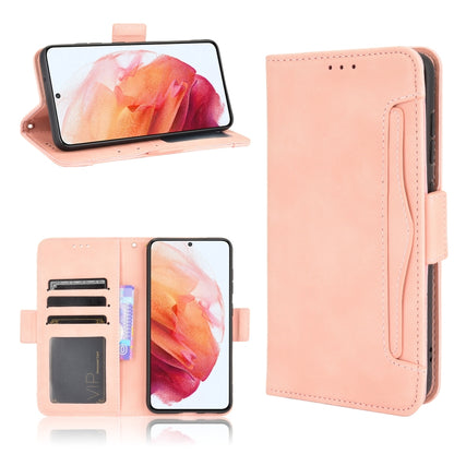For Samsung Galaxy S21 FE Skin Feel Calf Pattern Horizontal Flip Leather Case with Holder & Card Slots & Photo Frame(Pink) by buy2fix