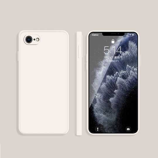 For iPhone SE 2022 / SE 2020 / 8 / 7 Solid Color Imitation Liquid Silicone Straight Edge Dropproof Full Coverage Protective Case(White)