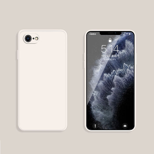 For iPhone SE 2022 / SE 2020 / 8 / 7 Solid Color Imitation Liquid Silicone Straight Edge Dropproof Full Coverage Protective Case(White) - iPhone SE 2022 / 2020 / 8 / 7 Cases by buy2fix | Online Shopping UK | buy2fix