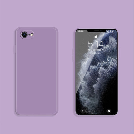 For iPhone SE 2022 / SE 2020 / 8 / 7 Solid Color Imitation Liquid Silicone Straight Edge Dropproof Full Coverage Protective Case(Purple) - iPhone SE 2022 / 2020 / 8 / 7 Cases by buy2fix | Online Shopping UK | buy2fix