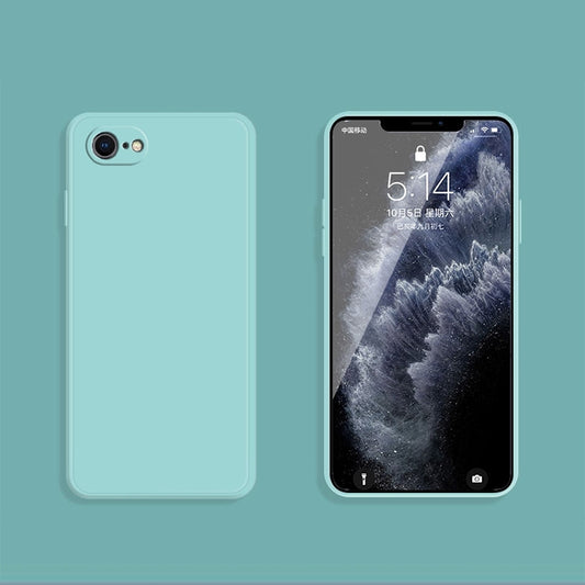 For iPhone SE 2022 / SE 2020 / 8 / 7 Solid Color Imitation Liquid Silicone Straight Edge Dropproof Full Coverage Protective Case(Sky Blue) - iPhone SE 2022 / 2020 / 8 / 7 Cases by buy2fix | Online Shopping UK | buy2fix