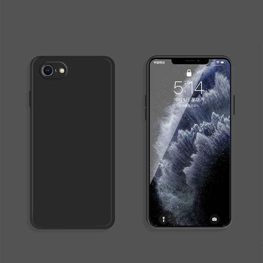 For iPhone SE 2022 / SE 2020 / 8 / 7 Solid Color Imitation Liquid Silicone Straight Edge Dropproof Full Coverage Protective Case(Black) - iPhone SE 2022 / 2020 / 8 / 7 Cases by buy2fix | Online Shopping UK | buy2fix