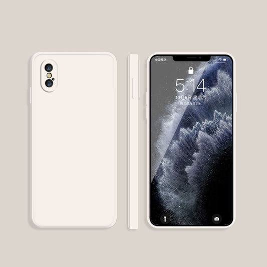 For iPhone X / XS Solid Color Imitation Liquid Silicone Straight Edge Dropproof Full Coverage Protective Case(White) - More iPhone Cases by buy2fix | Online Shopping UK | buy2fix