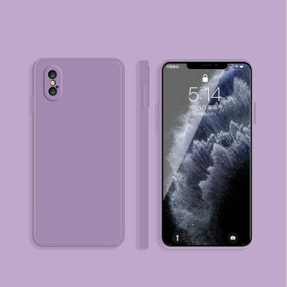 For iPhone X / XS Solid Color Imitation Liquid Silicone Straight Edge Dropproof Full Coverage Protective Case(Purple) - More iPhone Cases by buy2fix | Online Shopping UK | buy2fix