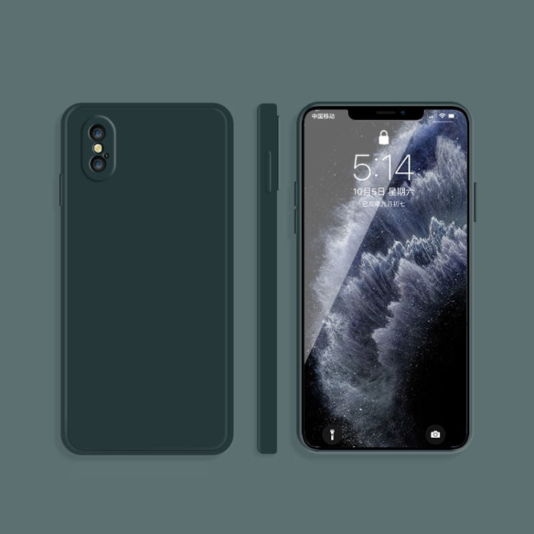 For iPhone X / XS Solid Color Imitation Liquid Silicone Straight Edge Dropproof Full Coverage Protective Case(Dark Green) - More iPhone Cases by buy2fix | Online Shopping UK | buy2fix