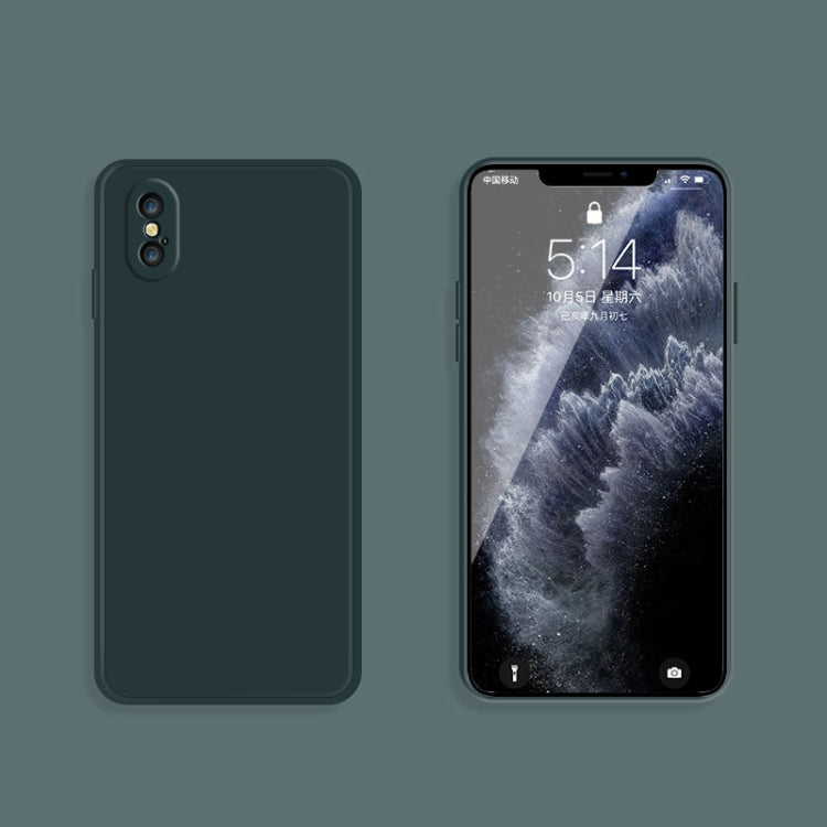 For iPhone X / XS Solid Color Imitation Liquid Silicone Straight Edge Dropproof Full Coverage Protective Case(Dark Green) - More iPhone Cases by buy2fix | Online Shopping UK | buy2fix